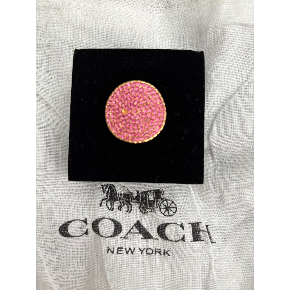 Coach Pink Pave Ring with Gold Colored Hardware Sz 8